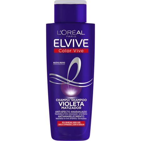 Elvive Color Vive Champú Violeta Matificador Champú matificador antiefecto anaranjado para cabello con mechas rubias o gris 200 ml