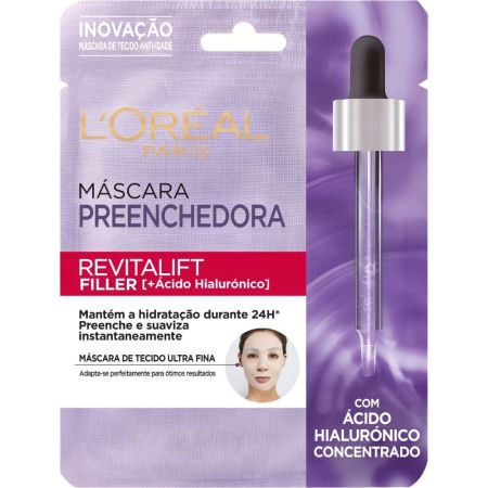 L'Oreal Revitalift Filler [+Ácido Hialurónico]Mascarilla Rellenadora Mascarilla rellena alisa suaviza e hidrata al instante piel rejuvenecida