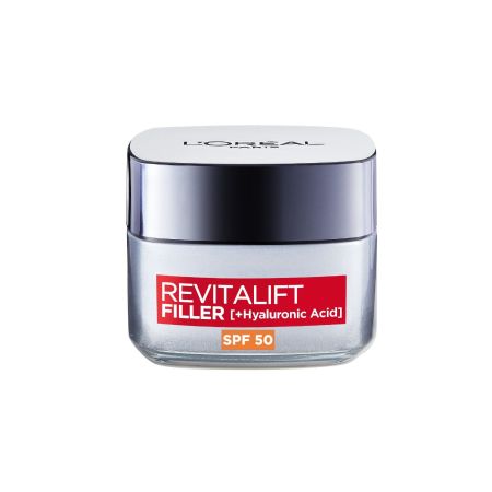 L'Oreal Revitalift Filler [+ Ácido Hialurónico] Crema Spf 50 Crema de día antiedad rellena arrugas y devuelve el volumen 50 ml