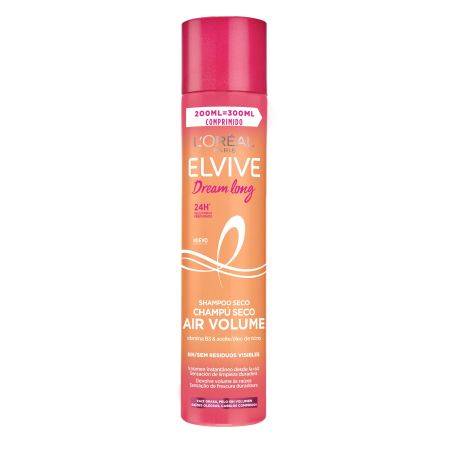 Elvive Dream Long Champú Seco Air Volume Champú en seco aporta volumen y refresca para sensación de limpieza duradera 24 horas para cabello sin volumen 200 ml