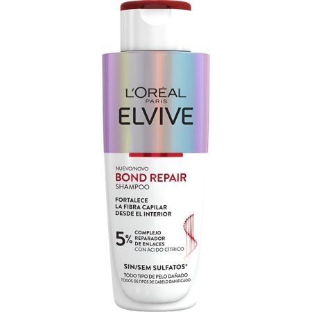 Elvive Bond Repair Shampoo Champú reparador protege y suaviza la fibra capilar en profundidad para cabello dañado 200 ml