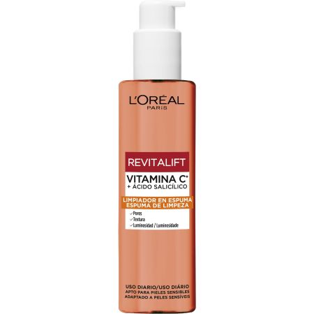 L'Oreal Revitalift Vitamina C+ Ácido Salicílico Limpiador facial espumoso antiedad reduce poros y potencia la luminosidad 150 ml