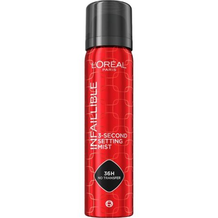 L'Oreal Infaillible 3-Second Setting Mist Fijador de maquillaje resistente al agua y al sudor hasta 36 horas de duración