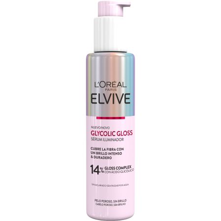 Elvive Glycolic Gloss Sérum Iluminador Sérum iluminador cabello radiante y saludable proporciona brillo intenso con ácido glicólico 150 ml