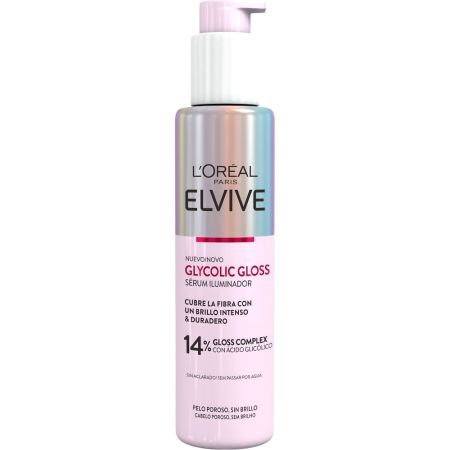 Elvive Glycolic Gloss Sérum Iluminador Sérum iluminador cabello radiante y saludable proporciona brillo intenso con ácido glicólico 150 ml