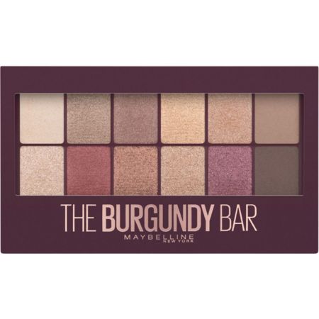 Maybelline The Burgundy Bar Paleta Paleta de sombras de ojos colores nudes granates y cerezas para infinitos looks 12 tonos