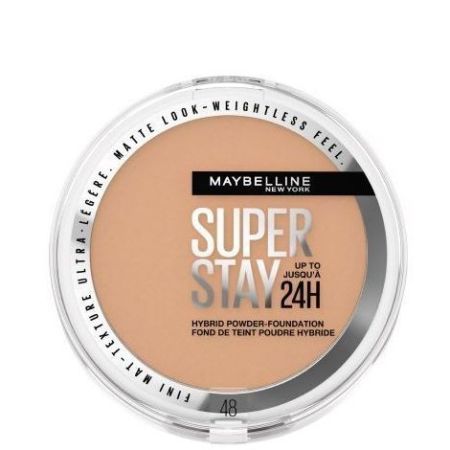 Maybelline Super Stay Hybrid Powder-Foundation Base de cobertura en polvo resistente al agua de gran cobertura y ligereza para acabado mate y ligero