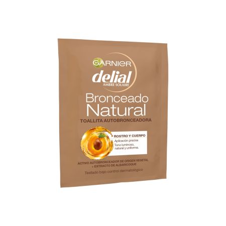 Delial Bronceado Natural Toallita Autbronceadora Toallita autobronceadora facial y corporal acabado luminoso natural y uniforme sin manchas