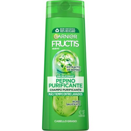 Fructis Pepino Purificante Champú Purificante Champú fortifica y purifica acabado fuerte y saludable para cabello graso 380 ml