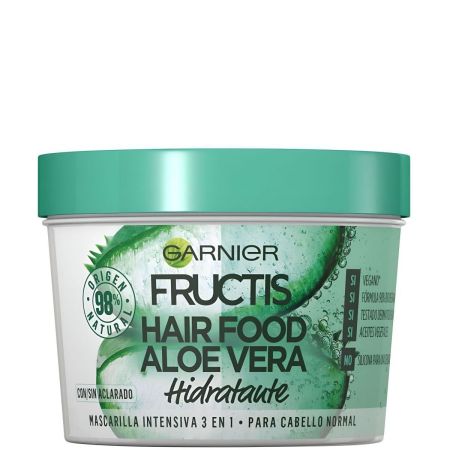 Fructis Hair Food Aloe Vera Mascarilla Intensiva 3 En 1 Mascarilla vegana hidratante nutre y aporta suavidad para cabello normal 390 ml