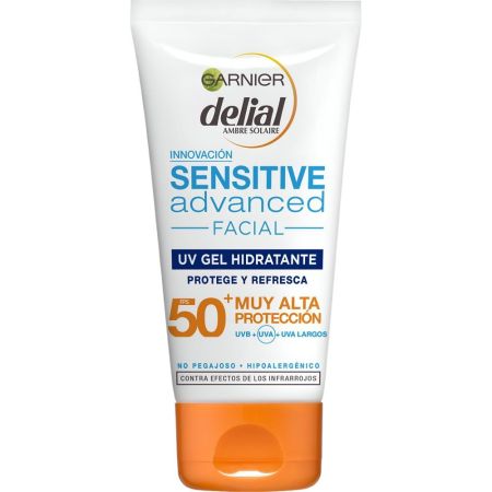 Delial Sensitive Advanced Facial Uv Gel Hidratante Spf 50+ Protector solar resistente al agua no pegajoso e hidratante sensación de frescor inmediata 50 ml