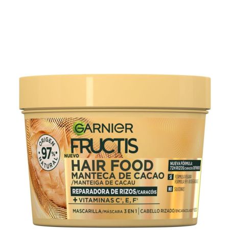 Fructis Hair Food Manteca De Coco Mascarilla Intensiva 3 En 1 Mascarilla vegana consigue unos rizos nutrivos para cabello rizado y seco 390 ml