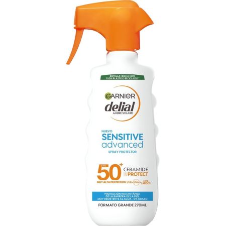 Delial Sensitive Advanced Spray Protector Ceramide Protect Spf 50+ Crema solar muy resistente al agua y no grasa sin perfume previene quedamuras solares 270 ml