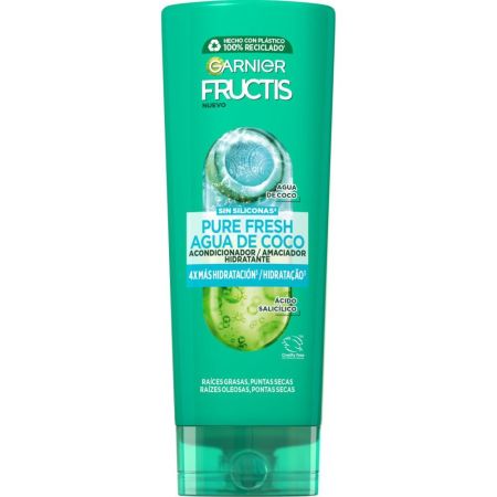 Fructis Pure Fresh Agua De Coco Acondicionador Hidratante Acondicionador purifica y desenreda para cabello con raíces grasas y puntas secas 250 ml