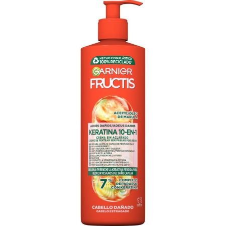 Fructis Adios Daños Keratina 10-En-1 Crema Sin Aclarado Crema sin aclarado reparación interna con keratina para cabellos dañados 400 ml