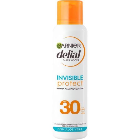 Delial Invisible Protect Bruma Aloe Vera Spf 30 Bruma solar resistente al agua con acabado invisible y no pegajoso para sensación fresca y ligera 150 ml