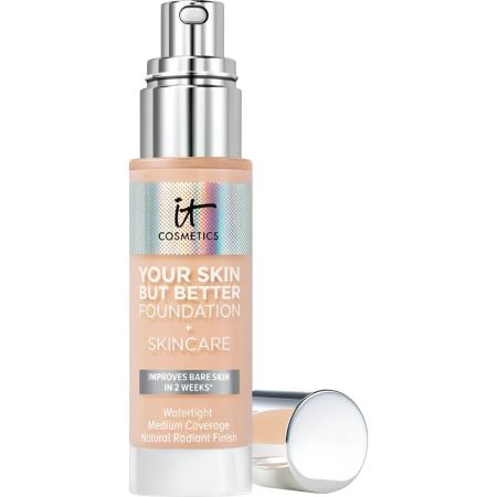 It Cosmetics Your Skin But Better Foundation+ Skincare Medium Coverage Base de maquillaje con tratamiento de cobertura media corrige y minimiza poros para acabado natural