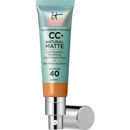 It Cosmetics Cc+ Natural Matte Spf 40 Base de maquillaje de alta cobertura minimiza el aspecto de los poros para acabado mate