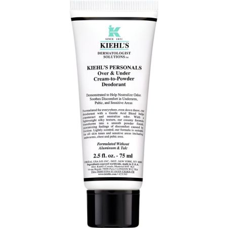 Kiehl'S Personals Over & Under Cream-To-Powder Deodorant Desodorante neutraliza y contrarresta mal olor corporal en zonas íntimas durante 96 horas 75 ml