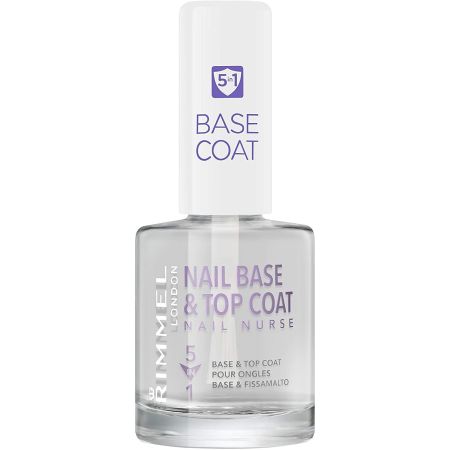 Rimmel London Nail Base & Top Coat Nail Nurse 5 In 1 Tratamiento base y superior hidrata alisa fortalece alarga y proporciona brillo