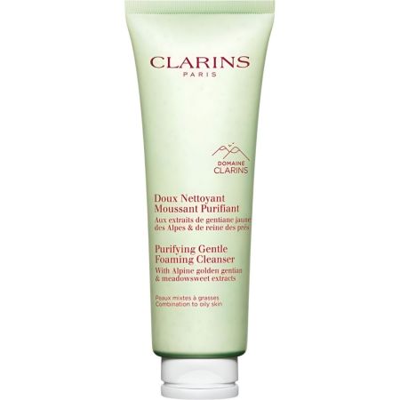 Clarins Doux Nettoyant Moussant Purifiant Gel limpiador espumoso purificante desmaquilla y limpia con hierbas alpinas 125 ml