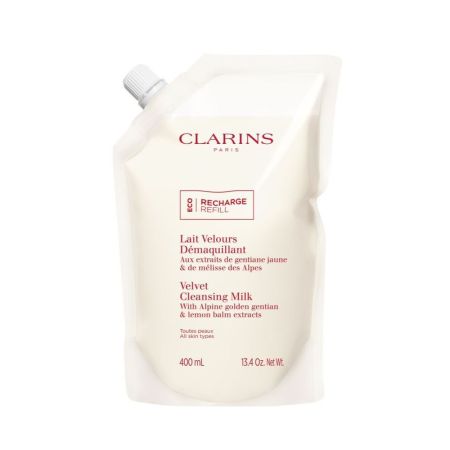 Clarins Lait Velours Démaquillant Recarga Leche desmaquillante suave y enriquecida elimina impurezas para rostro ojos y labios 400 ml