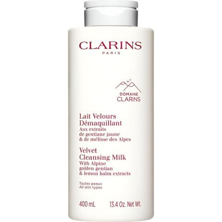 Clarins Lait Velours Démaquillant Formato Especial Leche desmaquillante suave y enriquecida elimina impurezas y restos de contaminación 400 ml