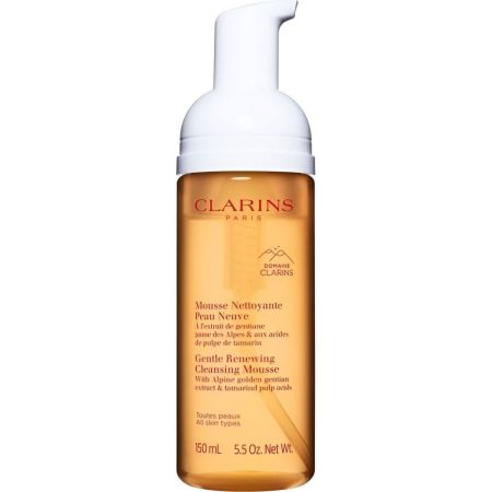 Clarins Mousse Nettoyante Peau Neuve Espuma limpiadora ofrece exfoliación suave y ayuda a reavivar la luminosidad 150 ml