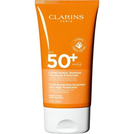 Clarins Crème Solaire Jeunesse Spf 50+ Crema solar facial de textura fundente resistente al agua antiarrugas antimanchas y antioxante 50 ml