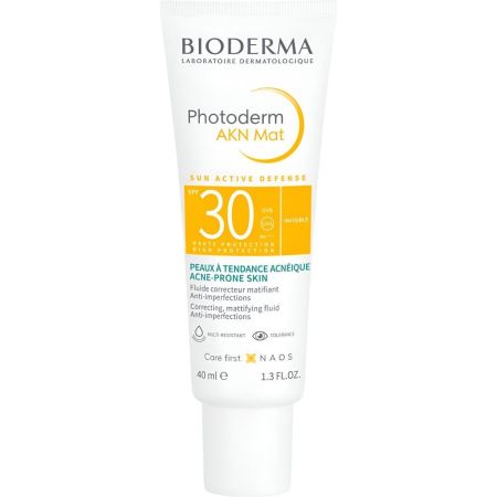 Bioderma Photoderm Akn Mat Spf 30 Protector solar facial efecto matificante previene las imperfecciones cutáneas 40 ml