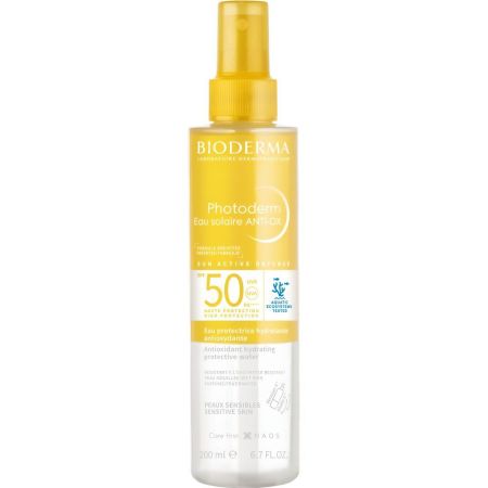 Bioderma Photoderm Eau Solaire Anti-Ox Spf 50 Agua solar bifásica antioxidante ressitente al agua previene el fotoenvejecimiento y daño celular 200 ml