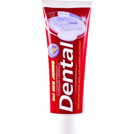 Dental Triplle Cleaning Effeet Hot Red Jumbo Dentrífico Pata de dientes restaura la blancura y refresca el aliento 250 ml