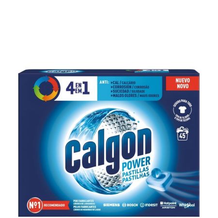 Calgon Power Pastillas 4 En 1 Pastillas antical para lavadora eliminan corrosión suciedad y malos olores evitando que se estropee