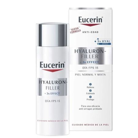 Eucerin Hyaluron-Filler + 3x Effect Día Fps 15 Piel Normal Y Mixta Crema de día antiedad aborda los primeros signos de envejecimiento 50 ml