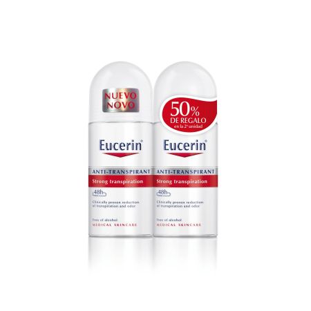 Eucerin Anti-Transpirant Desodorante Roll-On Duplo Formato Especial Desodorante antitranspirante para quienes presentan fuerte sudoración 48 horas 2x50 ml