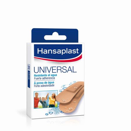 Hansaplast Tirita Tamaño Único Universal Resistente Al Agua Tirita de un solo tamaño cubre todos los tipos de heridas pequeñas 20 uds