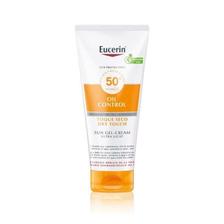 Eucerin Oil Control Dry Touch Sun Gel-Cream Ultra Light Spf 50 Protector solar gel-crema corporal transparente con toque seco 200 ml