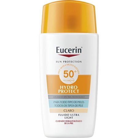 Eucerin Hydro Protect Fluido Ultra Light Spf 50+ Protector solar facial ofrece hidratación inmediata de absorción rápida y sensación de frescor 50 ml