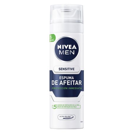 Nivea Men Sensitive Espuma De Afeitar Espuma de afeitar sin alcohol protege la piel de la irritación durante el afeitado 200 ml