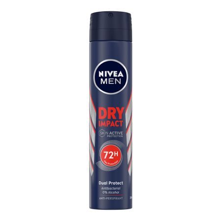 Nivea Men Dry Impact Desodorante Spray Desodorante antitranspirante 48 horas contra el exceso de humedad y el olor 200 ml