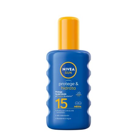 Nivea Sun Protege & Hidrata Spf 15 Emulsión solar resistente al agua de absorción rápida piel hidratada y bronceada 200 ml