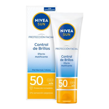 Nivea Sun Control De Brillos Protección Facial Spf 50 Protector solar facial textura no pegajosa efecto matificante 50 ml