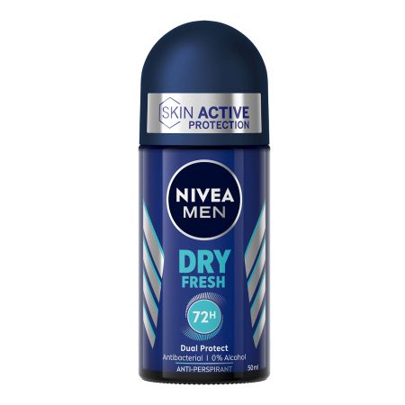 Nivea Men Dry Fresh Desodorante Roll-On Desodorante 0% alcohol antitranspirable y antibacterias ofrece 72 horas de protección 50 ml