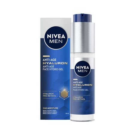 Nivea Men Hyaluron Anti-Age Face Hydro Gel Gel facial hidratante antiedad de rápida absorción con ácido hialurónico y pro-retinol 50 ml