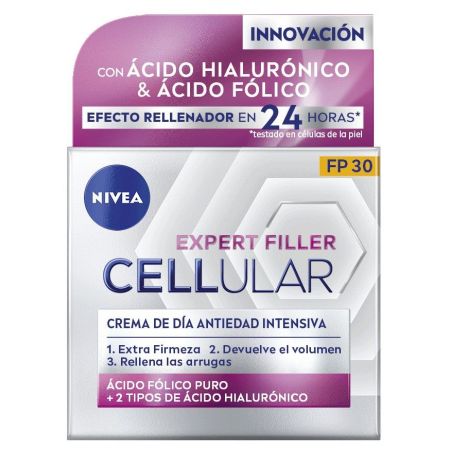 Nivea Cellular Expert Filler Crema De Día Antiedad Sfp 30 Crema de día antiedad intensiva efecto rellenador 24 horas con ácido hialurónico 50 ml