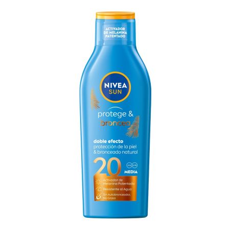 Nivea Sun Protege & Broncea Spf 20 Leche solar corporal de doble efecto estimula el bronceado natural de la piel 200 ml