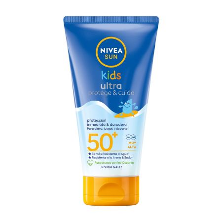 Nivea Sun Kids Ultra Protege & Cuida Crema Solar Spf 50+ Protector solar facial y corporal infantil resistente al agua para una hidratación duradera 150 ml