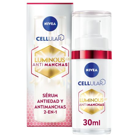 Nivea Cellular Luminous 630º Antimanchas Sérum Antiedad 2-En-1 Sérum antiedad antimanchas y rellenador de arrugas profundas piel más joven 30 ml