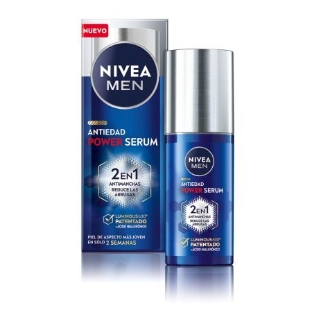 Nivea Men Luminous 630º Power Antiedad Serum 2 En 1 Sérum antimanchas hidratante reduce arrugas y manchas unificando el tono con ácido hialurónico 30 ml