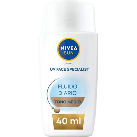 Nivea Sun Fluido Diario Ultraligero Spf 50+ Fluido facial hidrata intensamente ofreciendo frescor y efedcto matificante con ácido hialurónico 40 ml